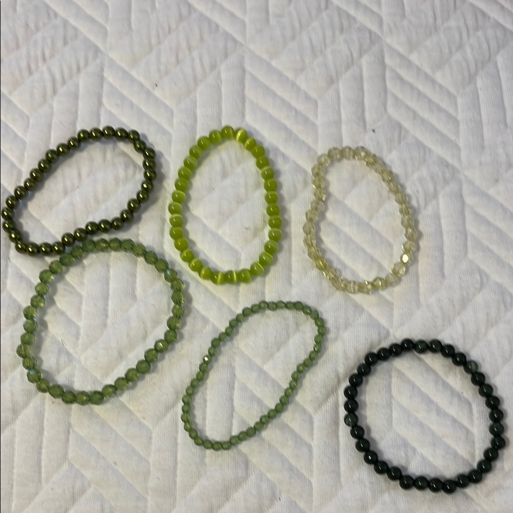 Set of Green Beaded Bracelets